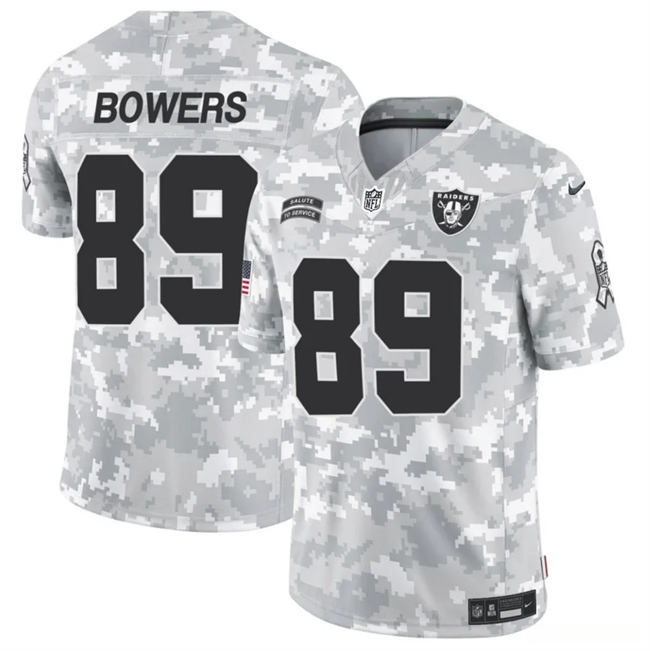 Men's Las Vegas Raiders #89 Brock Bowers Arctic Camo 2024 F.U.S.E. Salute to Service Limited Football Stitched Jersey